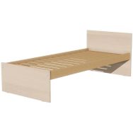 Lit tête et pied droit sommier à lattes 90x200cm Identité argent/pin