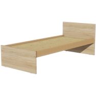 Lit tête et pied droit sommier agglo 90x200 cm Identité Argent/chêne