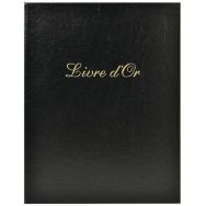Livre d'or cuir alpille 140 pges ivoire 26x22cm vertical noir