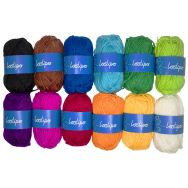 Lot 12 pelotes de laine 55m couleurs vives
