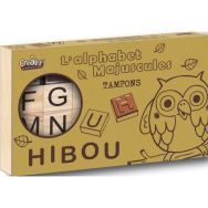 Lot 26 tampons bois alphabet majuscules + 1 encreur double 260 x 35 x 160 mm