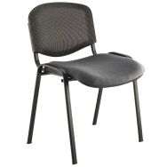 Lot 2 chaises Technic dossier résille pied Noir assise Gris clair