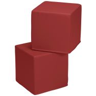 Lot 2 poufs carrés Diabolo Junior enduit PVC rouge