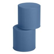 Lot 2 poufs ronds Diabolo Junior enduit PVC Pétrole