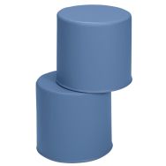 Lot 2 poufs ronds Diabolo enduit PVC pétrole