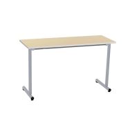 Lot 2 tables fixes Nila II T6 130x50cm beige,chants contretypés,piétement gris