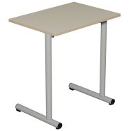 Lot 2 tables fixes Nila II T6, 70 x 50 cm beige, chants alaisés, piétement gris