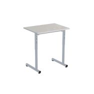 Lot 2 tables réglables 70x50 +2 ch Nila,plateau gris chants contretypés, gris