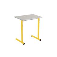 Lot 2 tables réglables 70x50 +2 ch Nila, plateau gris chants contretypés, jaune