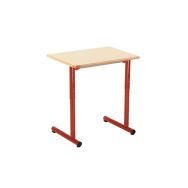 Lot 2 tables réglables 70x50 +2 chaises Nila,plateau beige chants alaisés, rouge