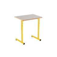 Lot 2 tables réglables 70x50 +2 chaises Nila, plateau gris chants alaisés, jaune