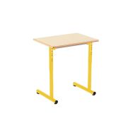 Lot 2 tables réglables Nila II 70x50cm beige chants alaisés Piétement jaune