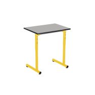 Lot 2 tables réglables Nila II 70x50cm gris chants surmoulés Piétement jaune