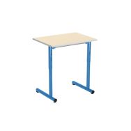 Lot 2 tables réglables Nila II,plateau 70x50 beige,chant contretypé,piedbleu