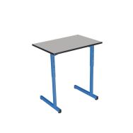 Lot 2 tables réglables Rubi 70x50cm gris dauphin chants surmoulés Piétement bleu