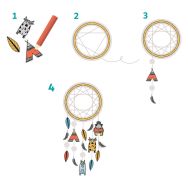 Lot 3 kits attrape-rêves à fabriquer matières et coloris assortis.