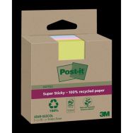 Lot 3 x70feuilles recyclées Post-it Super Sticky 76x76mm clr