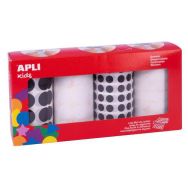 Lot 4 rouleaux gommettes rond noir/blanc 10,5-20mm