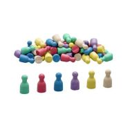 Lot 60 pions bois 6 couleurs