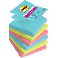 Lot 6 blocs 90 feuilles 76x76 mm couleurs assorties Z notes Super Sticky Cosmic