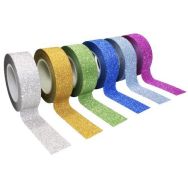 Lot 6 rouleaux ruban adhésif pailletés