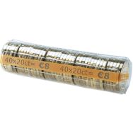 Lot de 100 Étui à monnaie en PET -  pièces 0,20 Euro 40 pcs/tube