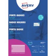 Lot de 100 Porte-badge avec épingle - Transparent