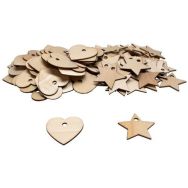 Lot de 100 formes en bois - coeur et étoile
