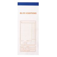 Lot de 10 Bloc addition 50 feuillets autocopiants numérotés 9,1x22,5cm