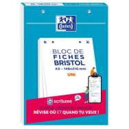 Lot de 10 Bloc bristol Oxford 148x210 30 fiches perforees uni blanc
