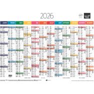 Lot de 10 Calendrier annuel horizontal 55x40,5 fr arc ciel p10