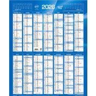 Lot de 10 Calendrier annuel vertical fr bleu par 10 - 43x55cm