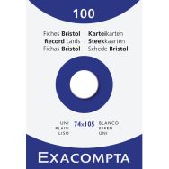 Lot de 10 Étui de 100 fiches bristol uni non perforé 74x105mm - Blanc