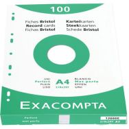 Lot de 10 Étui de 100 fiches bristol uni perforé 210x297mm