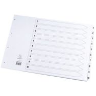 Lot de 10 Intercalaires à touches plastifiées - 5 touches 1 à 5 - a3