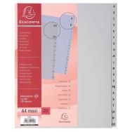 Lot de 10 Intercalaires alphabétiques pp gris az 20 positions A4 maxi