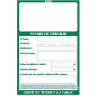 Lot de 10 Panneaux Permis de Démolir - 800x1200mm