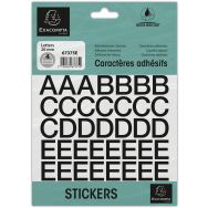 Lot de 10 Pochette de lettres adhésives noires A-Z 20 mm