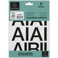 Lot de 10 Pochette de lettres adhésives noires A-Z 50 mm