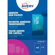 Lot de 10 Pochette murale adhésive A5 transparente - 159 x 219 mm