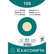 Lot de 10 paquets 100 fiches bristol ligné non perforé 148x210mm Vert