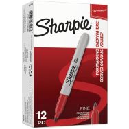 Marqueur permanent Sharpie pointe fine rouge - Boîte de 12