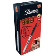 Lot de 12 Sharpie Retractable Marqueur Pointe conique 1 mm - Noir