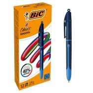 Lot de 12 Stylo bille 4 couleurs Bic Smooth Pro encre ultra-glissante