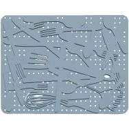 Lot de 12 Tapis d'évier et égouttoir désign - caoutchouc - Gris/bleu