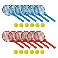 Lot de 12 raquettes de mini-tennis + 12 balles en mousse