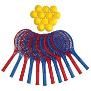 Lot de 12 raquettes de tennis + 12 balles en mousse