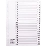 Lot de 15 Intercalaires à touches plastifiées - 20 touches 1 à 20 A4
