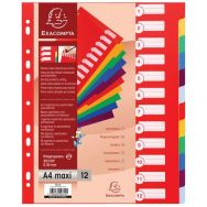 Lot de 15 Intercalaires pp opaque semi rigide 12 positions - a4 maxi