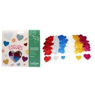 Lot de 200 cœurs mousse pailletée adhésive - 4 tailles - 6 coloris assortis